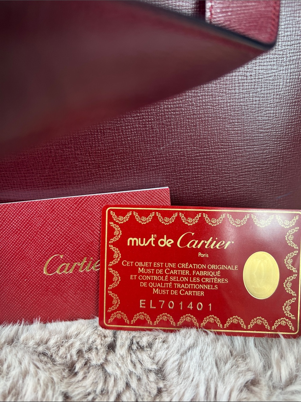 Cartier Must de Cartier Vintage Bordeaux North-South Domed Satchel EUC - Picture 8 of 12